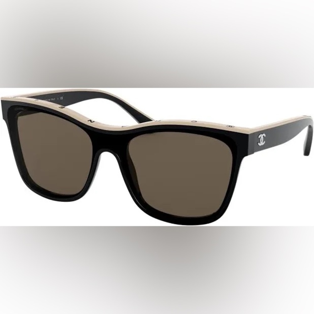 CHANEL Black and Cream Sunglasses